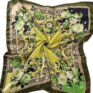 Floral Green Silk Scarf
